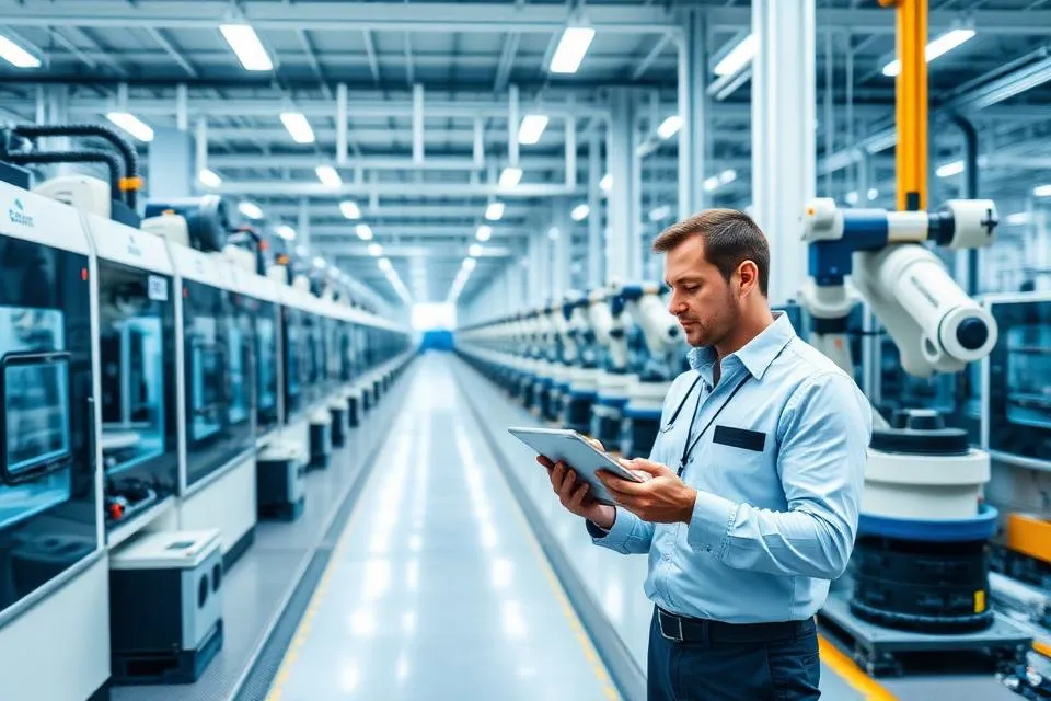 Usine industrielle avec gestion de production ERP